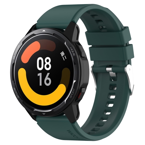 

Protruding Head Silicone Strap Silver Buckle For Samsung Galaxy Watch Active 40mm 20mm(Dark Green)