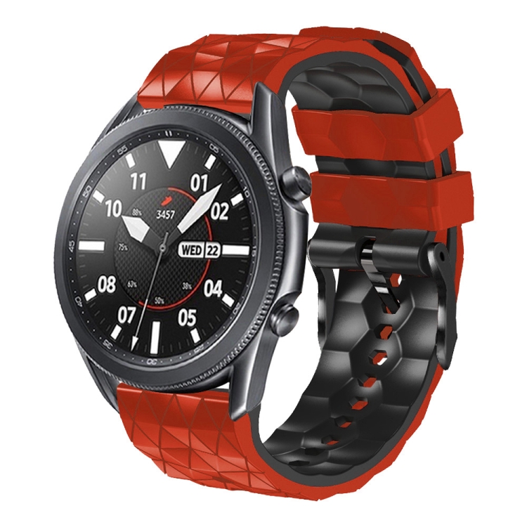 

For Huawei Watch GT3 46mm 22mm Football Pattern Two-Color Silicone Strap(Red+Black)