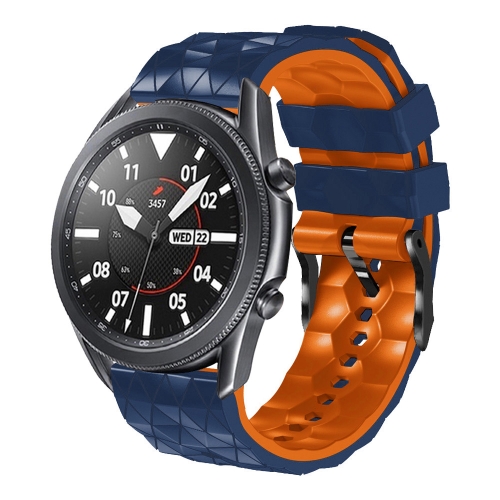 

For Huawei Watch 3 22mm Football Pattern Two-Color Silicone Strap(Midnight Blue + Orange)