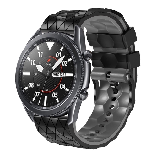 

For Honor Magic Watch 2 46mm 22mm Football Pattern Two-Color Silicone Strap(Black+Grey)