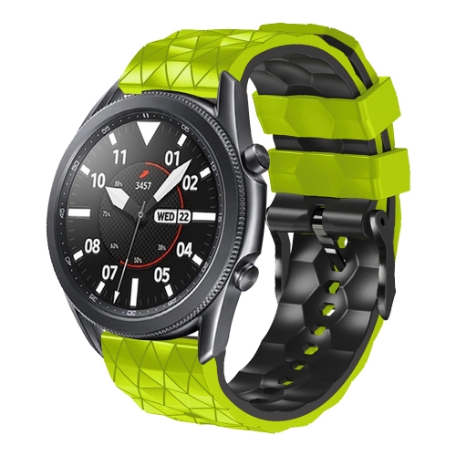 

For Amazfit GTR 47mm 22mm Football Pattern Two-Color Silicone Strap(Green+Black)