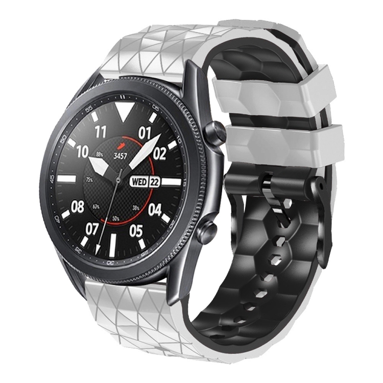 

For Amazfit 2 Stratos 22mm Football Pattern Two-Color Silicone Strap(White+Black)