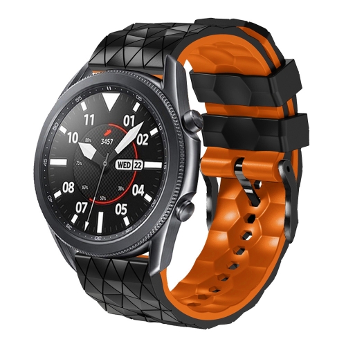 

For Xiaomi Watch Color 22mm Football Pattern Two-Color Silicone Strap(Black+Orange)