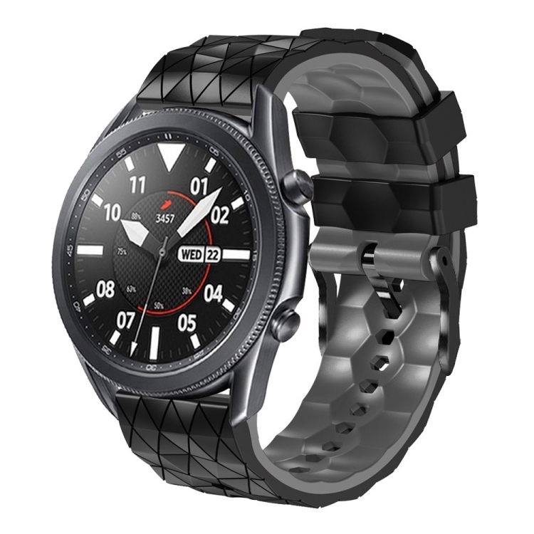 

For Ticwatch Pro X 22mm Football Pattern Two-Color Silicone Strap(Black+Grey)