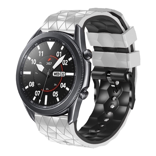 

For Samsung Galaxy Watch3 45mm 22mm Football Pattern Two-Color Silicone Strap(White+Black)