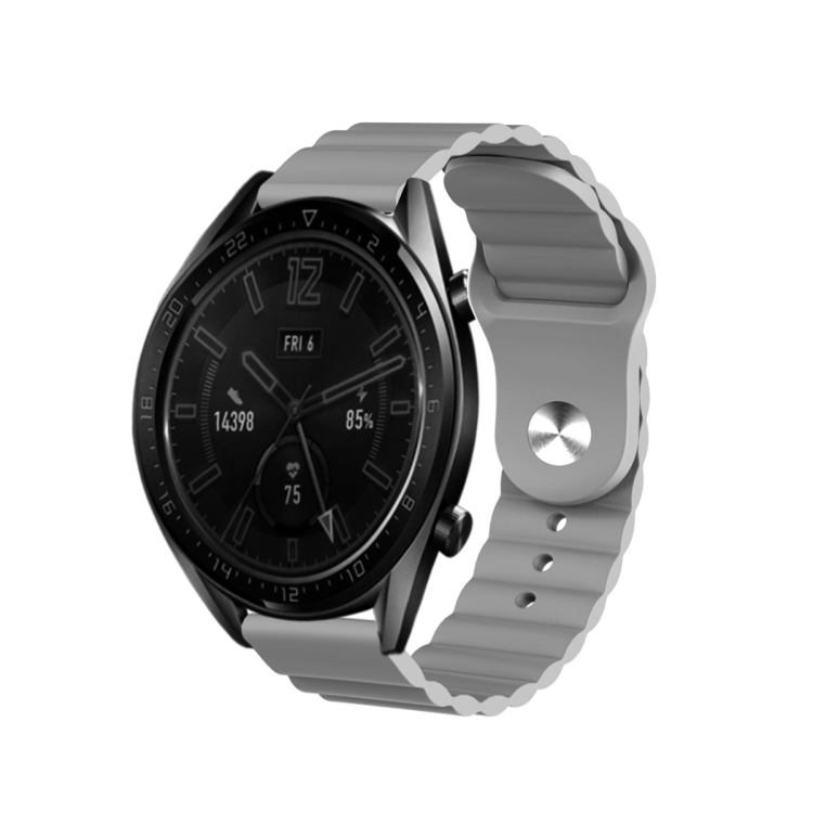 

For Amazfit Pop Pro 20mm Corrugated Silicone Watch Band(Grey)