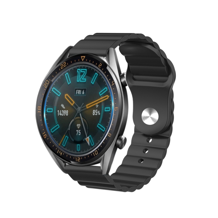

For Samsung Galaxy Watch 4 Classic 46mm 20mm Corrugated Silicone Watch Band(Black)