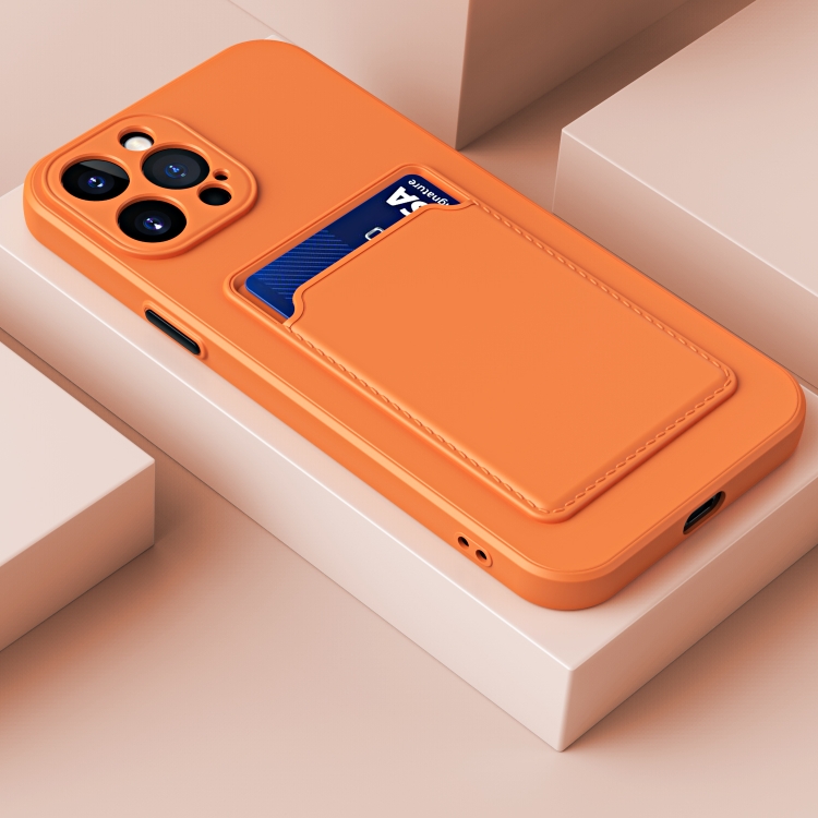 

For iPhone 14 Plus Skin Feel Card Color Button TPU Case (Orange)