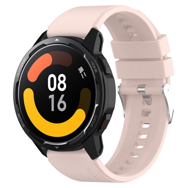

For Huami Amazfit Pop / Amazfit Pop Pro 20mm Protruding Head Silicone Strap Silver Buckle(Pink)