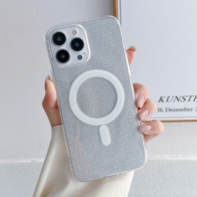 

For iPhone 14 Pro Plating Magsafe Glitter Phone Case(Transparent)