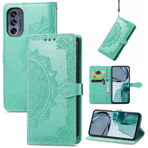 

For Motorola Moto G42 Mandala Flower Embossed Leather Phone Case(Green)