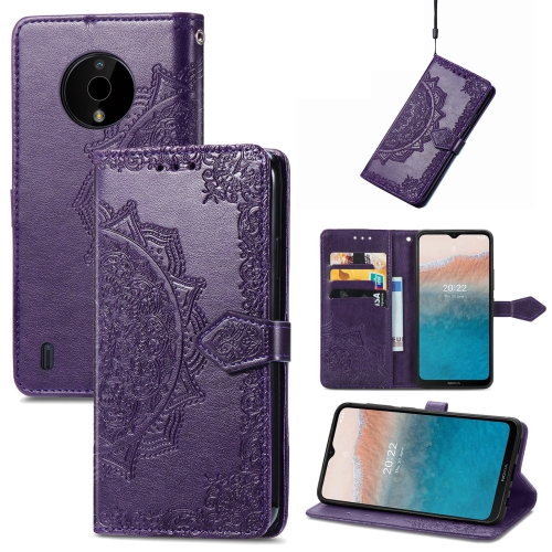 

For Nokia C200 Mandala Flower Embossed Leather Phone Case(Purple)