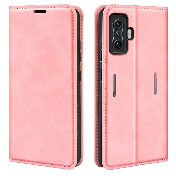 

For Xiaomi Poco F4 GT Retro-skin Magnetic Suction Leather Phone Case(Pink)