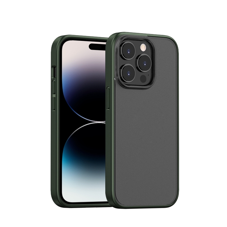

Skin Feel Frosted Color Button Phone Case For iPhone 14 Pro(Green)