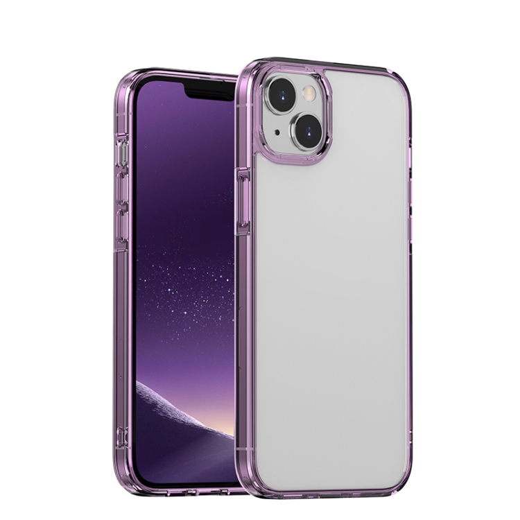 

PC + TPU Full Coverage Shockproof Phone Case For iPhone 14(Transparent Purple)