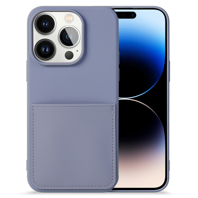 

For iPhone 14 Pro Liquid Silicone Skin Feel Phone Case with Card Slot(Lavender Grey)