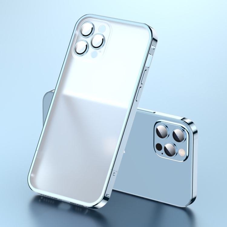 

Frosted Lens Protector Lock Buckle Phone Case For iPhone 12(Sierra Blue)