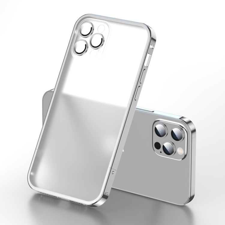 

Frosted Lens Protector Lock Buckle Phone Case For iPhone 12 Pro(Silver)