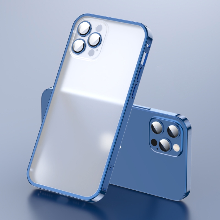 

Frosted Lens Protector Lock Buckle Phone Case For iPhone 13(Blue)