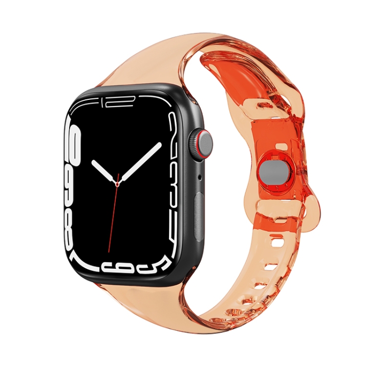 

Silicone Watch Band For Apple Watch Series 8&7 41mm / SE 2&6&SE&5&4 40mm / 3&2&1 38mm(Transparent Orange)