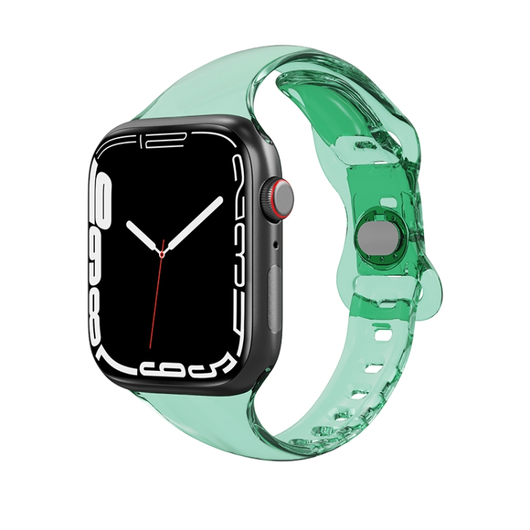 

Silicone Watch Band For Apple Watch Series 7 45mm / 6&SE&5&4 44mm / 3&2&1 42mm(Transparent Green)