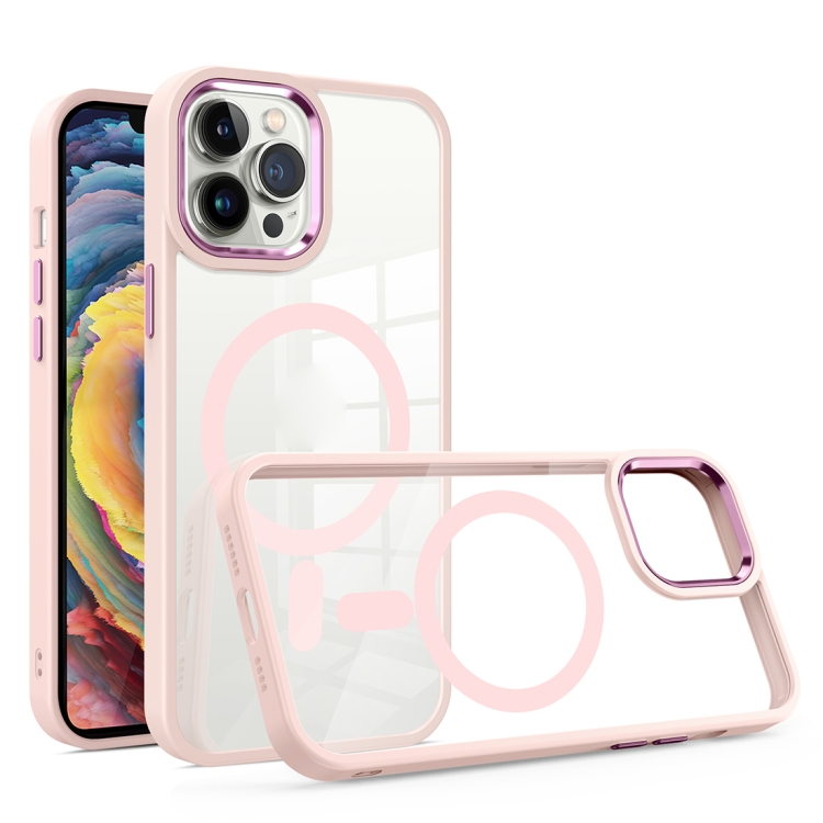 

Gold Shield Clear TPU MagSafe Phone Case For iPhone 12 Pro Max(Pink)