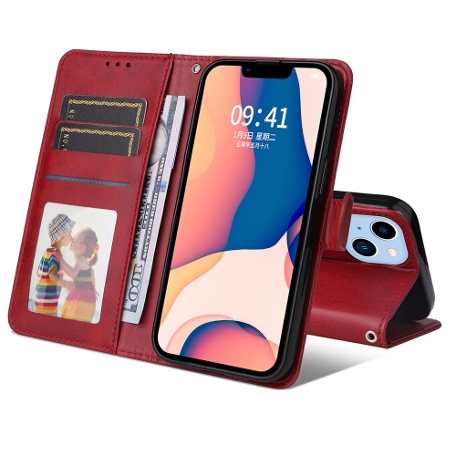 

For iPhone 14 Plus JSM Calf Texture Leather Phone Case (Red)