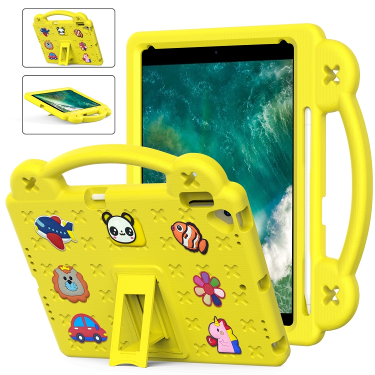 

Handle Kickstand Children EVA Shockproof Tablet Case For iPad Air 2019 10.5 / Pro 10.5 2017(Yellow)