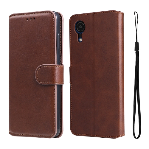 

For Samsung Galaxy A03 Core JUNSUNMAY Calf Texture Leather Phone Case(Brown)