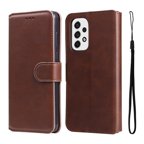 

For Samsung Galaxy A53 5G JUNSUNMAY Calf Texture Leather Phone Case(Brown)