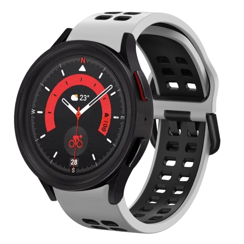 

For Samsung Galaxy Watch 5 40mm 20mm Breathable Two-Color Silicone Watch Band(White+Black)
