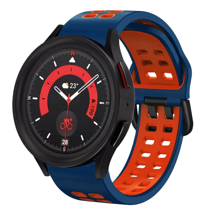 

For Samsung Galaxy Watch 5 40mm 20mm Breathable Two-Color Silicone Watch Band(Midnight Blue+Red)