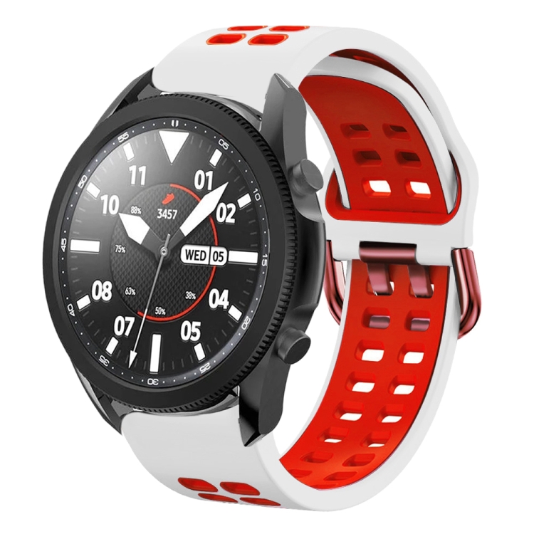 

For Samsung Galaxy Watch 5 Pro 45mm 20mm Breathable Two-Color Silicone Watch Band(White+Red)