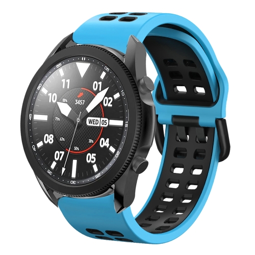 

For Samsung Galaxy Watch 5 Pro 45mm 20mm Breathable Two-Color Silicone Watch Band(Skyblue+Black)