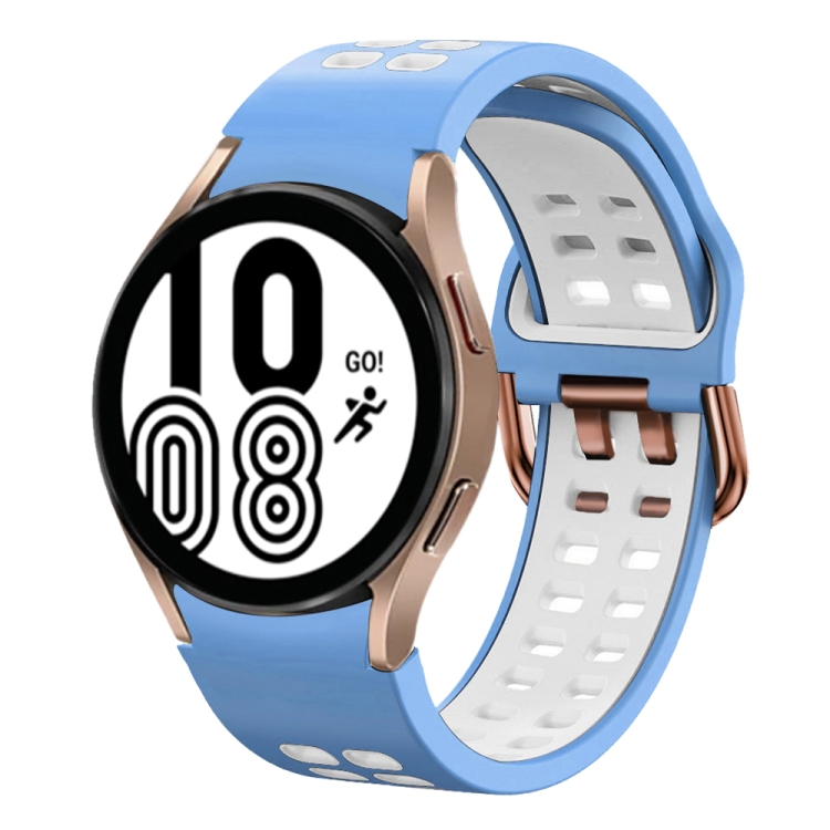 

For Samsung Galaxy Watch 4 40mm 20mm Breathable Two-Color Silicone Watch Band(Light Blue+White)