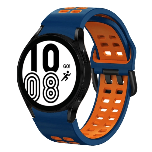 

For Samsung Galaxy Watch 4 40mm 20mm Breathable Two-Color Silicone Watch Band(Midnight Blue+Orange)