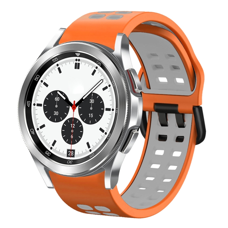

For Samsung Galaxy Watch 4 Classic 42mm 20mm Breathable Two-Color Silicone Watch Band(Orange+Grey)