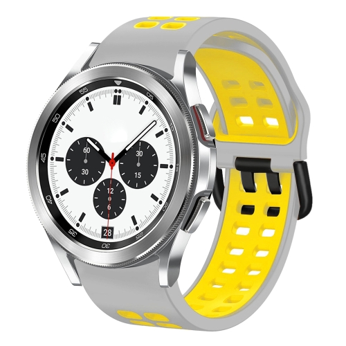 

For Samsung Galaxy Watch 4 Classic 42mm 20mm Breathable Two-Color Silicone Watch Band(Grey+Yellow)