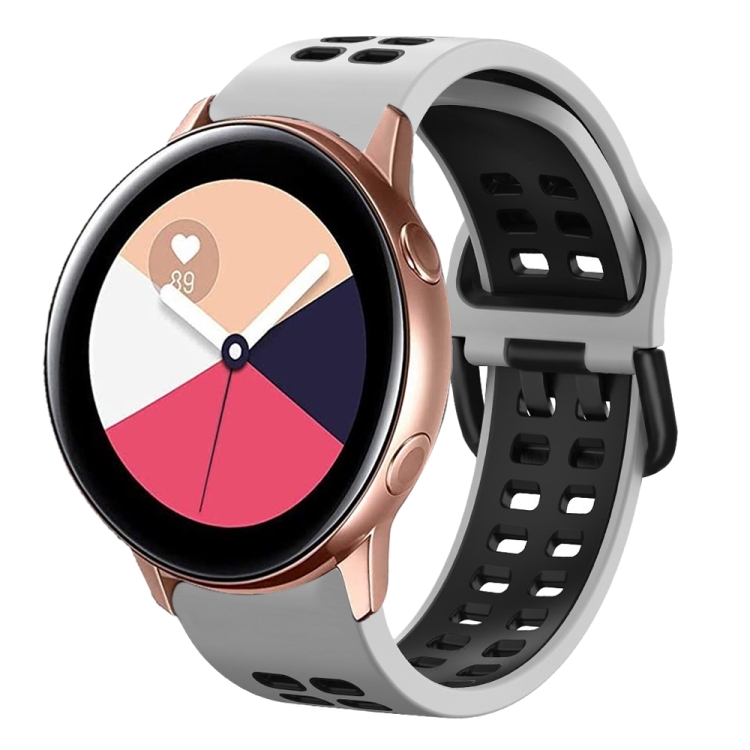 

For Galaxy Watch Active 2 20mm Breathable Two-Color Silicone Watch Band(White+Black)