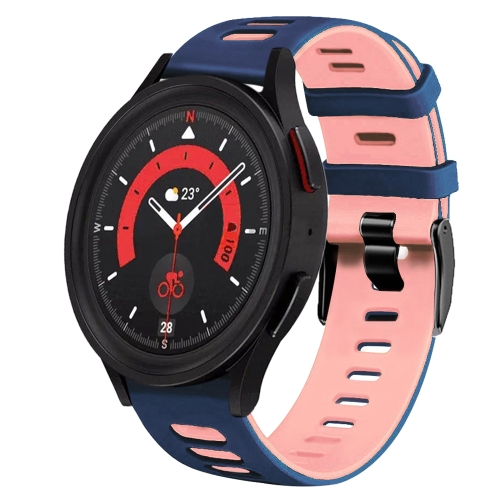 

For Samsung Galaxy Watch 5 44mm 20mm Two-Color Silicone Watch Band(Midnight Blue+Pink)