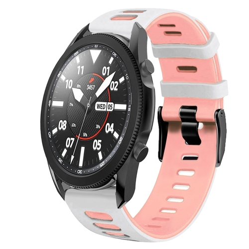 

For Samsung Galaxy Watch 5 Pro 45mm 20mm Two-Color Silicone Watch Band(White+Pink)