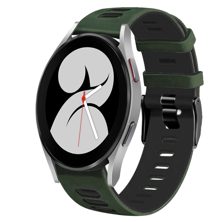

For Samsung Galaxy Watch 4 40mm 20mm Two-Color Silicone Watch Band(Amygreen+Black)
