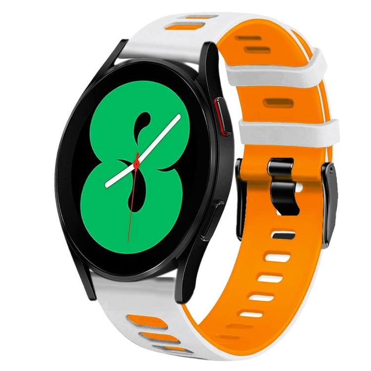 

For Samsung Galaxy Watch 4 44mm 20mm Two-Color Silicone Watch Band(White+Orange)