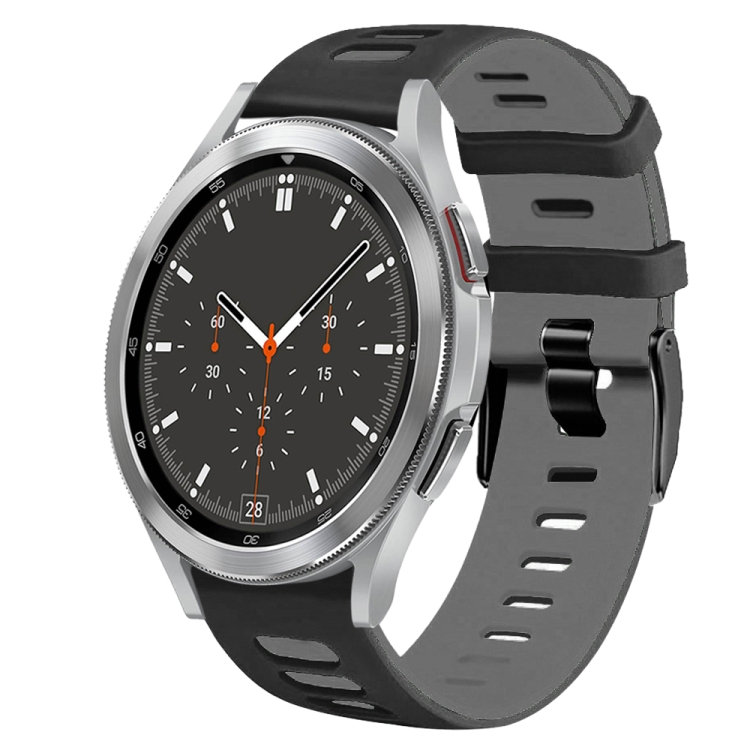 

For Samsung Galaxy Watch 4 Classic 46mm 20mm Two-Color Silicone Watch Band(Black+Grey)