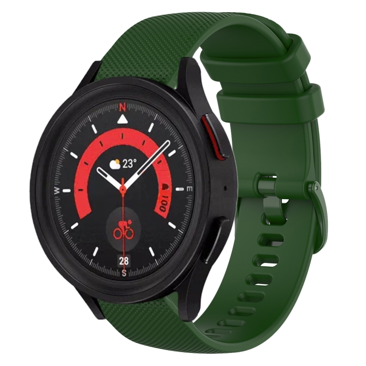 

For Samsung Galaxy Watch5 40mm 20mm Plaid Solid Color Silicone Watch Band(Amy Green)