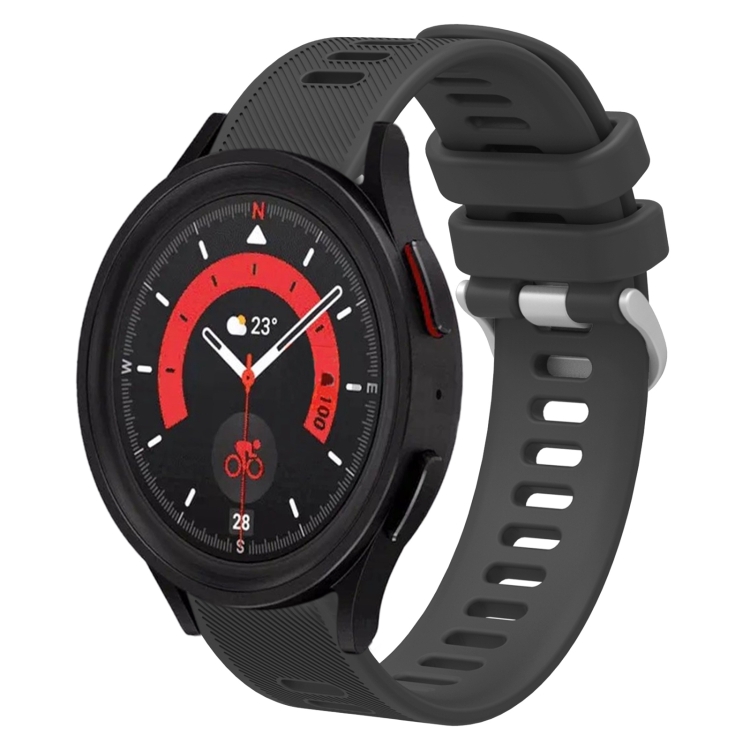 

For Samsung Galaxy Watch5 40mm 20mm Twill Solid Color Silicone Watch Band(Grey)