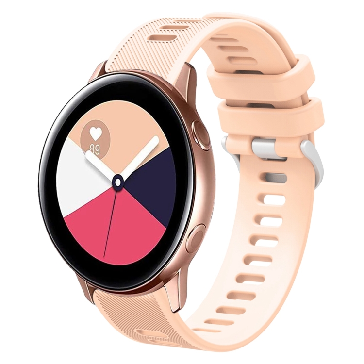 

For Samsung Galaxy Watch Active 2 20mm Twill Solid Color Silicone Watch Band(Pink)