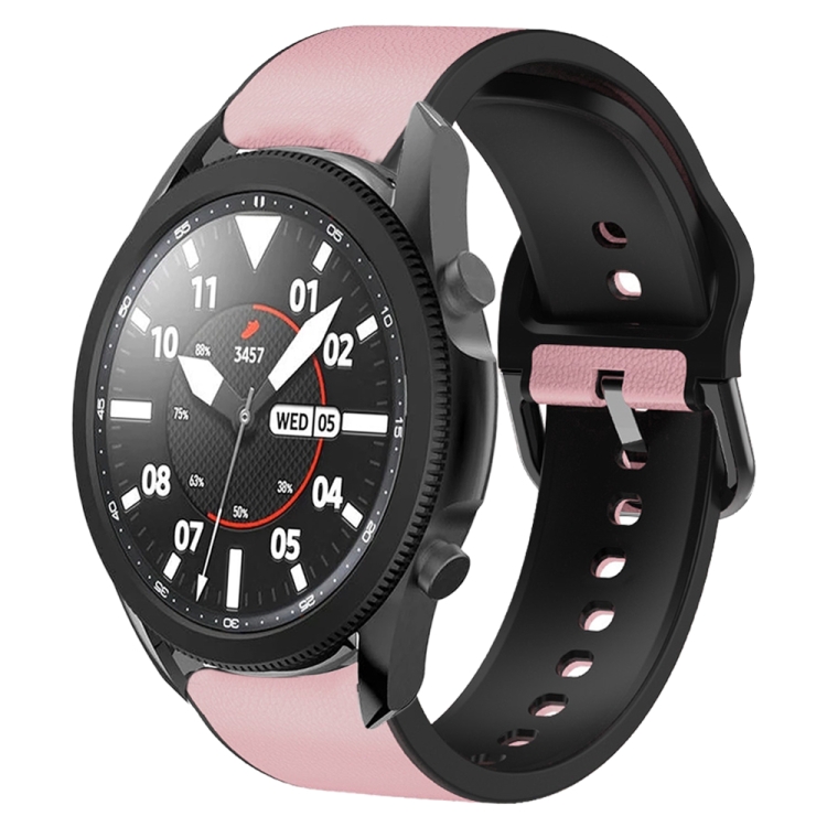 

For Samsung Galaxy Watch 5 Pro 45mm 20mm Silicone Adhesive Leather Watch Band(Pink)