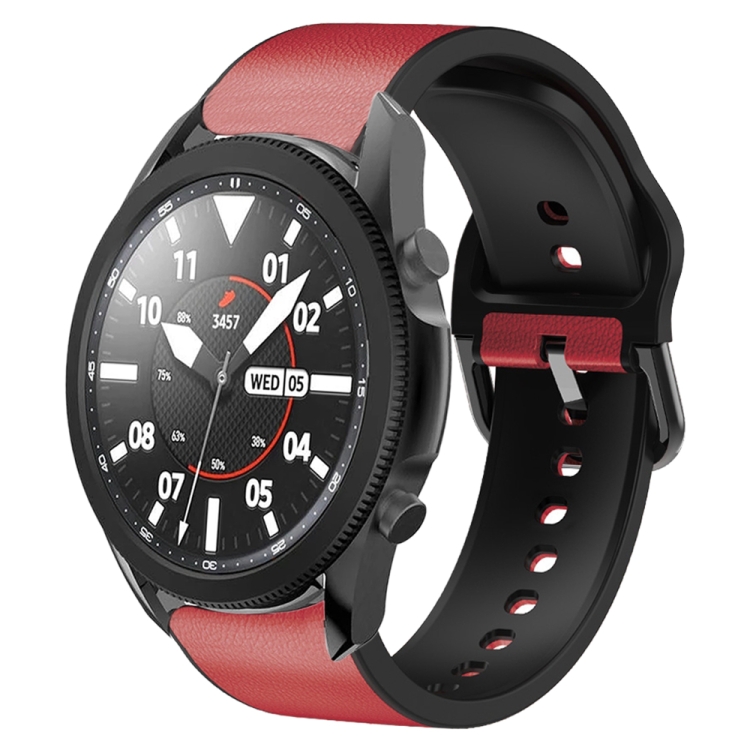 

For Samsung Galaxy Watch 5 Pro 45mm 20mm Silicone Adhesive Leather Watch Band(Red)