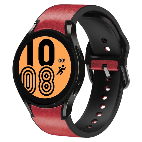 

For Samsung Galaxy Watch 4 40mm 20mm Silicone Adhesive Leather Watch Band(Red)